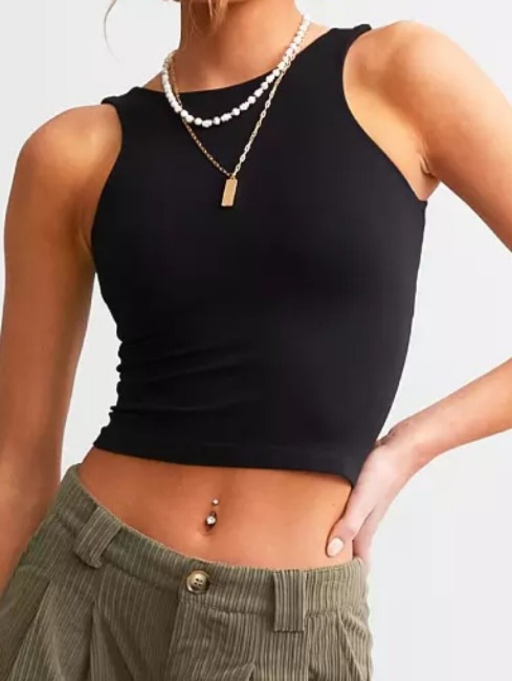 Intimately Free People Black Racer Back Crop Tank Sz Xs/S